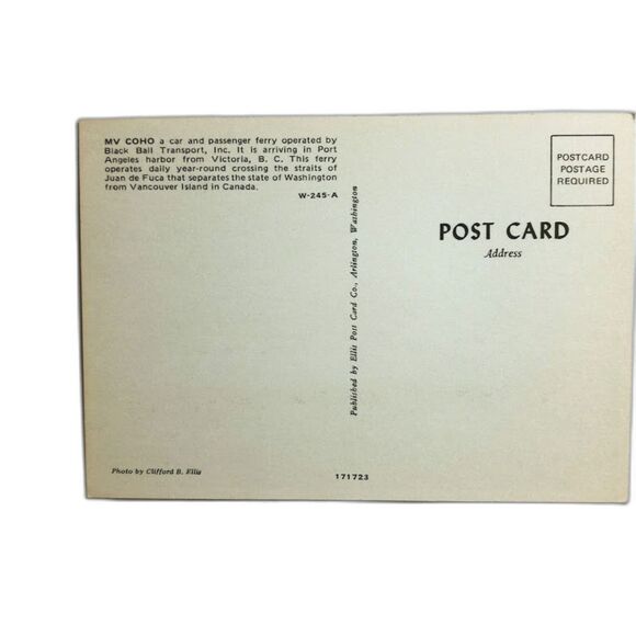 MV COHO Car & Passenger Ferry Unposted W-245-A 1717 - Picture 2 of 2